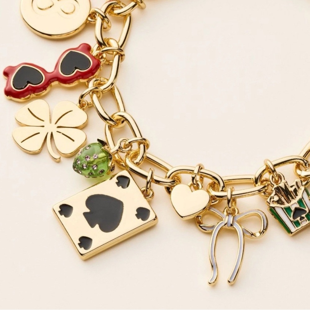kate spade Gold Charm Bracelet with Pink and Black Accents - Picture 3 of 4